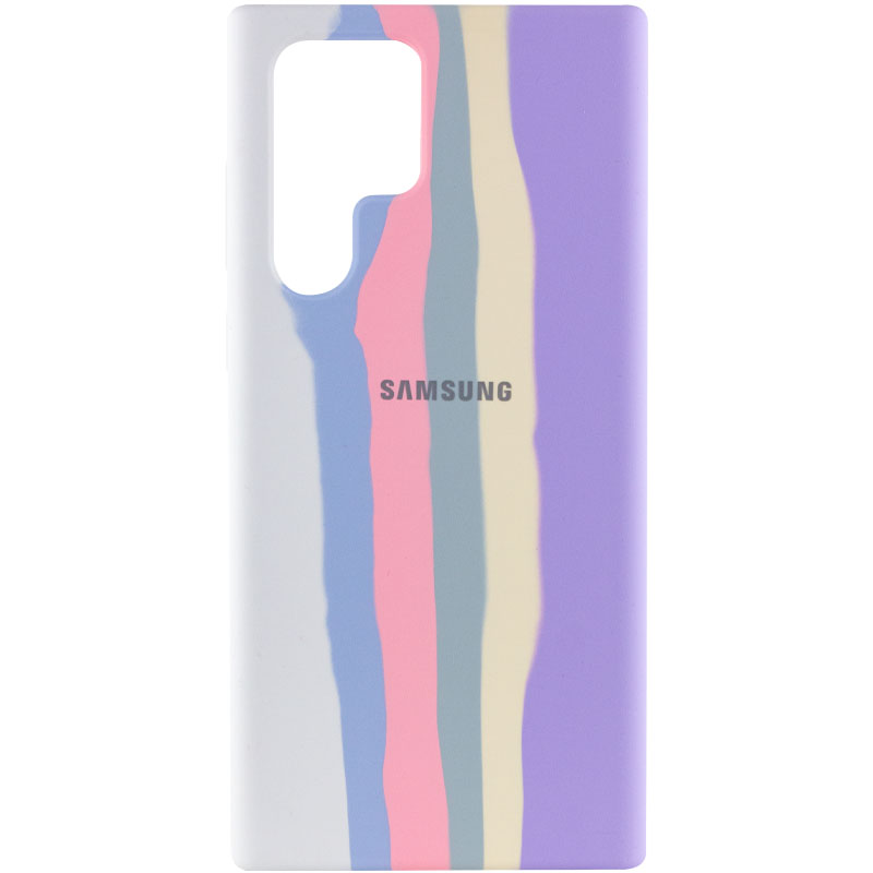 Чохол Silicone Cover Full Rainbow для Samsung Galaxy S22 Ultra (Білий / бузковий)