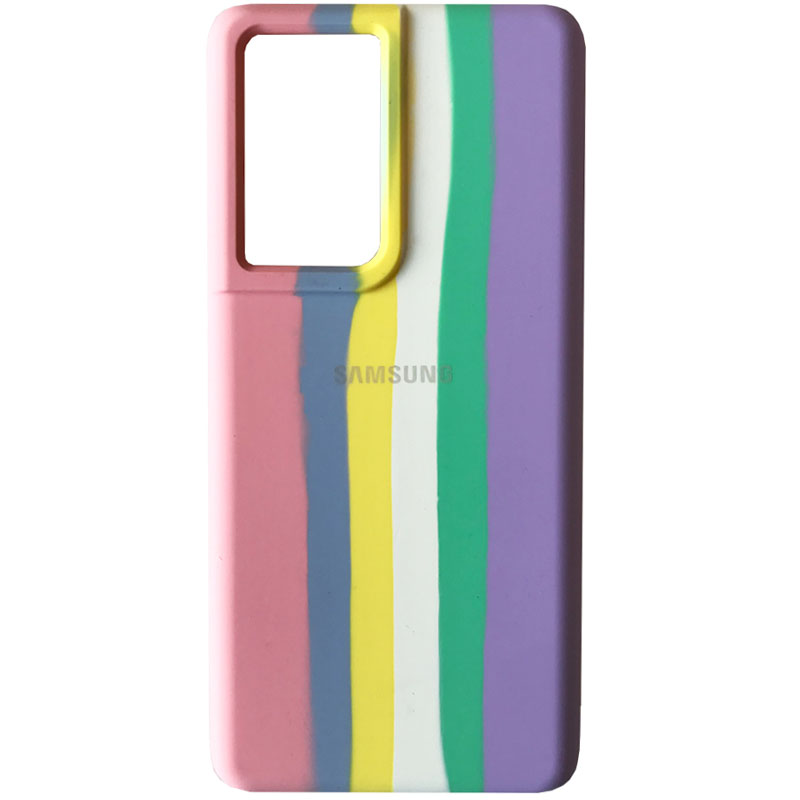 Чехол Silicone Cover Full Rainbow для Samsung Galaxy S22 Ultra (Розовый / Сиреневый)