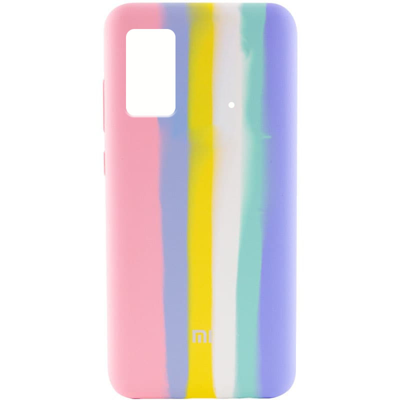 Чехол Silicone Cover Full Rainbow для Xiaomi Poco M4 Pro 4G (Розовый / Сиреневый)