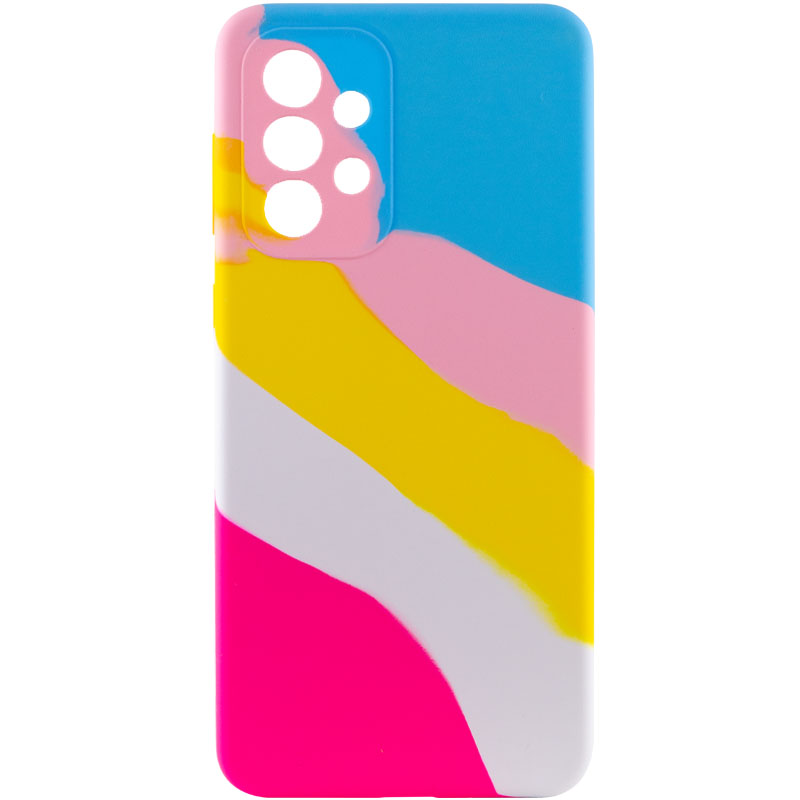 Чехол Silicone Cover Full Rainbow without logo для Samsung Galaxy A33 5G (Голубой / Фуксия)