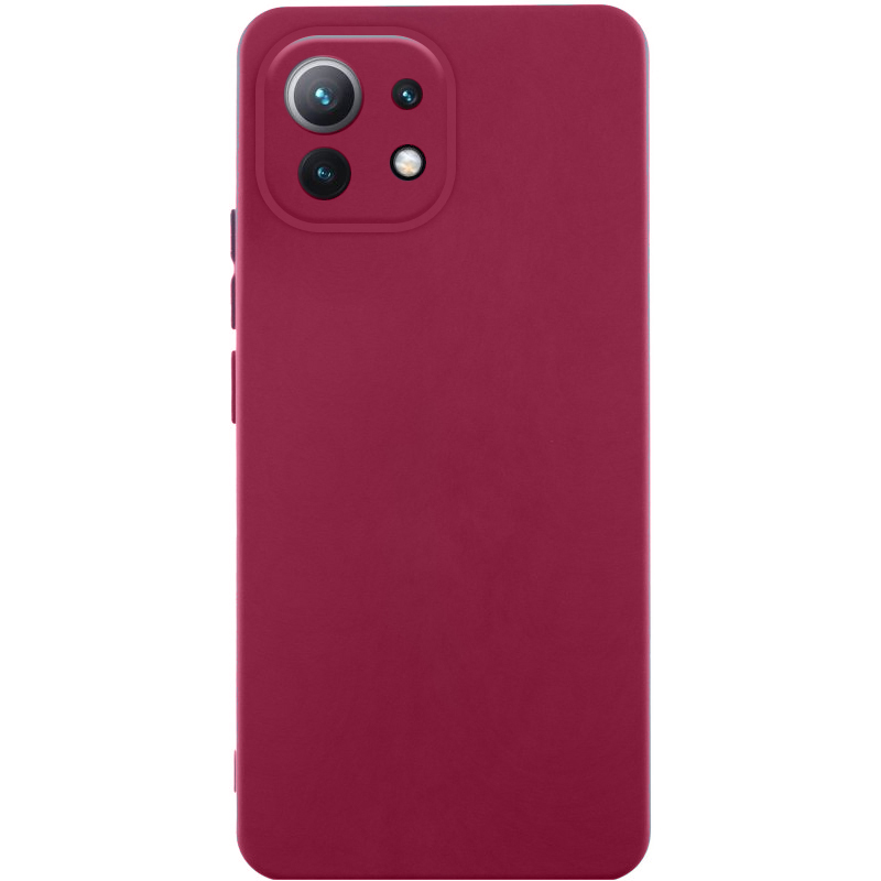 Чохол Silicone Cover Lakshmi Full Camera (AA) для Xiaomi Mi 11 Lite (Бордовий / Marsala)