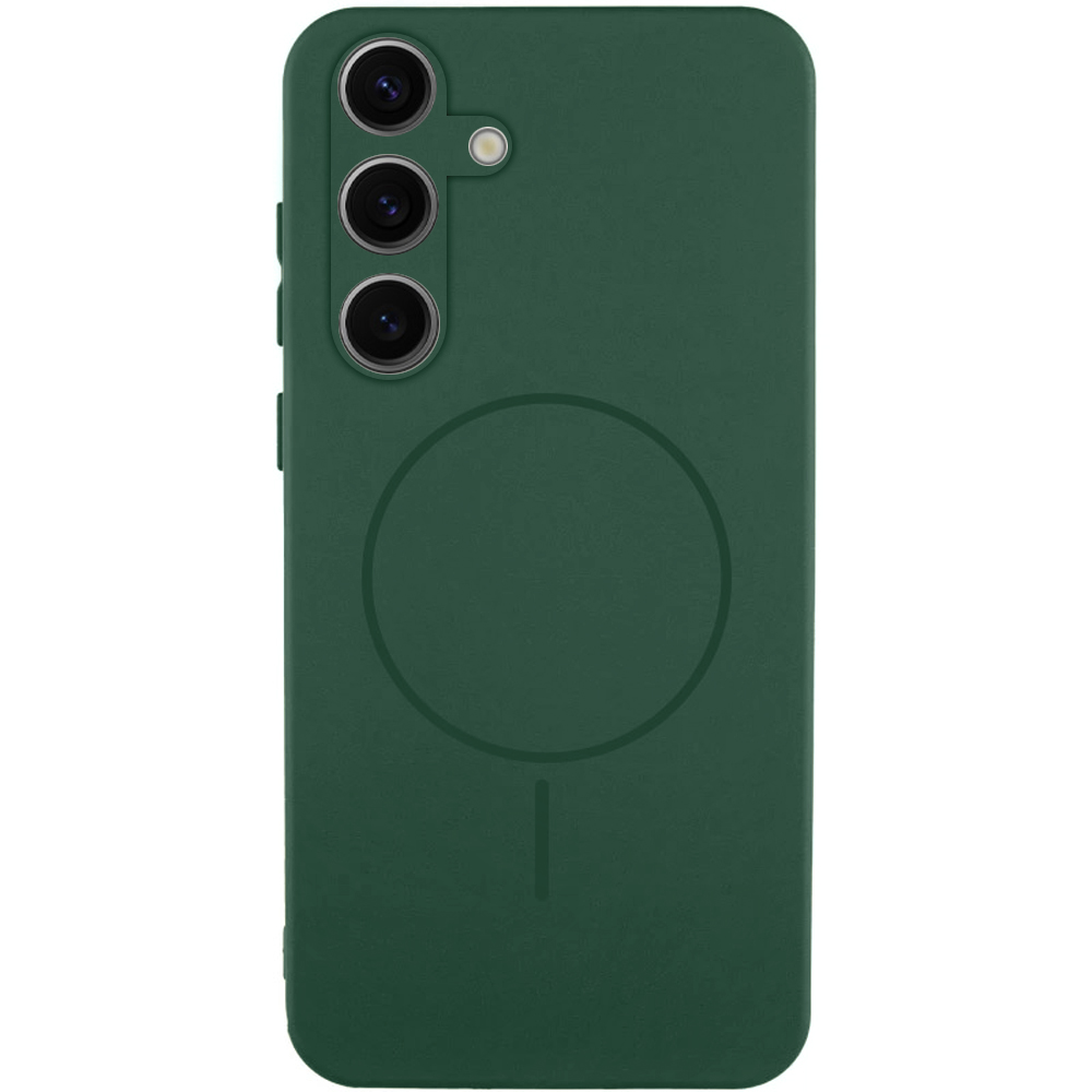 Чохол Silicone Cover Lakshmi Full Camera (AA) with MagFit для Samsung Galaxy S24 (Зелений / Dark green)