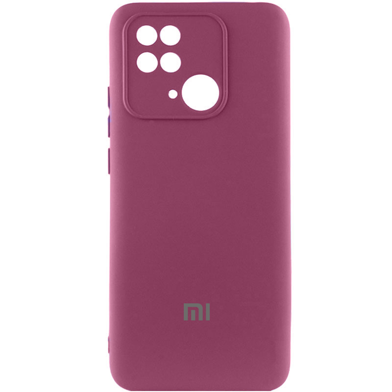 Чехол Silicone Cover Lakshmi Full Camera (AAA) with Logo для Xiaomi Redmi 10C (Бордовый / Plum)