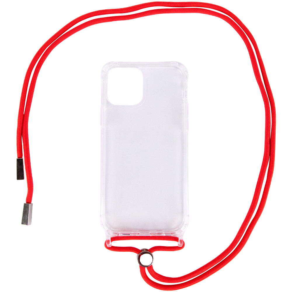 Чехол TPU Crossbody Transparent для Apple iPhone 12 Pro Max (6.7") (Красный)