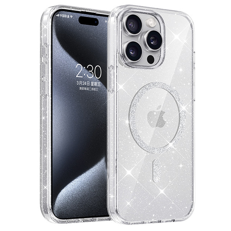 Чохол TPU Eclipse Sparkle (MagFit) для Apple iPhone 15 Pro Max (6.7") (Clear)