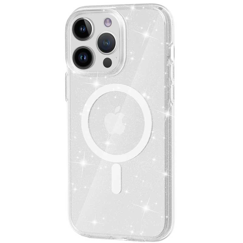 Чехол TPU Galaxy Sparkle (MagFit) для Apple iPhone 12 Pro / 12 (6.1") (Clear+Glitter)
