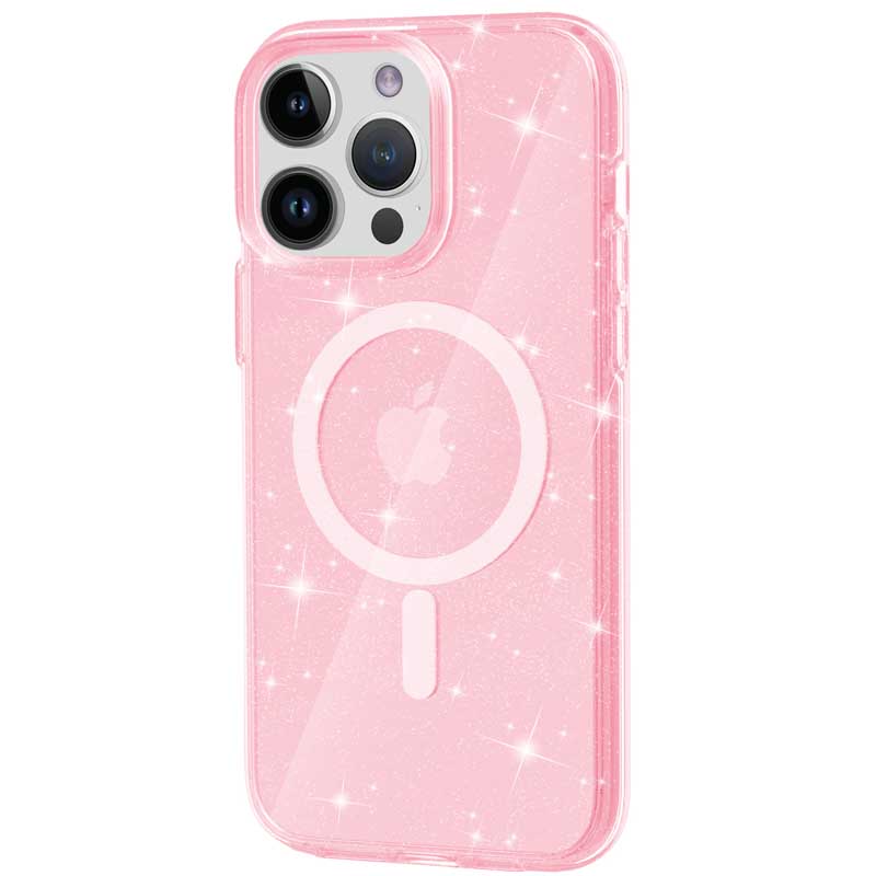 Чехол TPU Galaxy Sparkle (MagFit) для Apple iPhone 12 Pro / 12 (6.1") (Pink+Glitter)