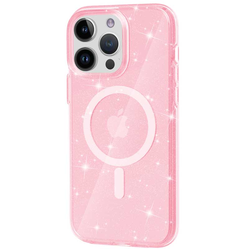 Чохол TPU Galaxy Sparkle (MagFit) для Apple iPhone 12 Pro Max (Pink+Glitter)