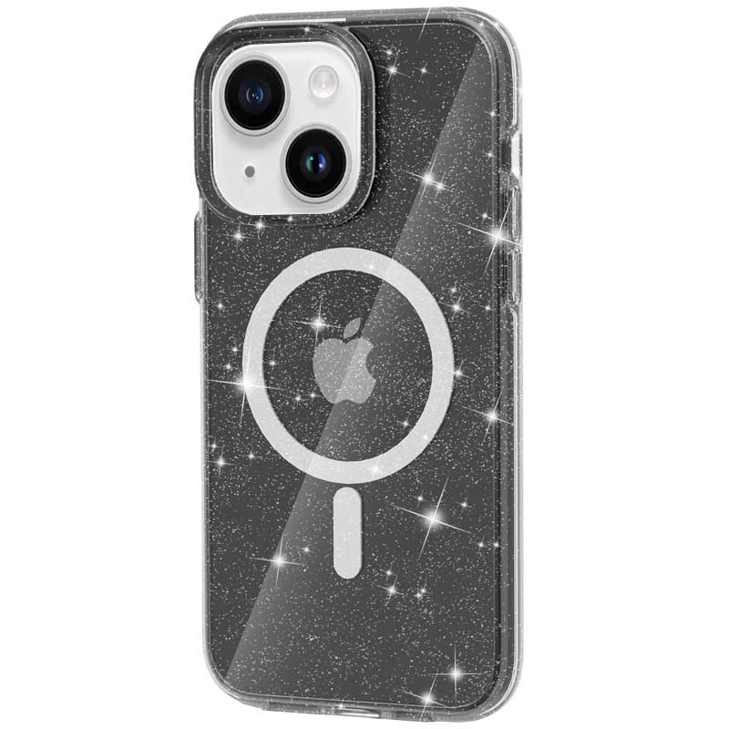 Чехол TPU Galaxy Sparkle (MagFit) для Apple iPhone 13 / 14 (6.1") (Black+Glitter)