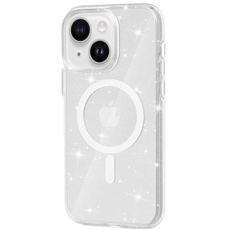 Чохол TPU Galaxy Sparkle (MagFit) для Apple iPhone 13 (6.1") (Clear+Glitter)
