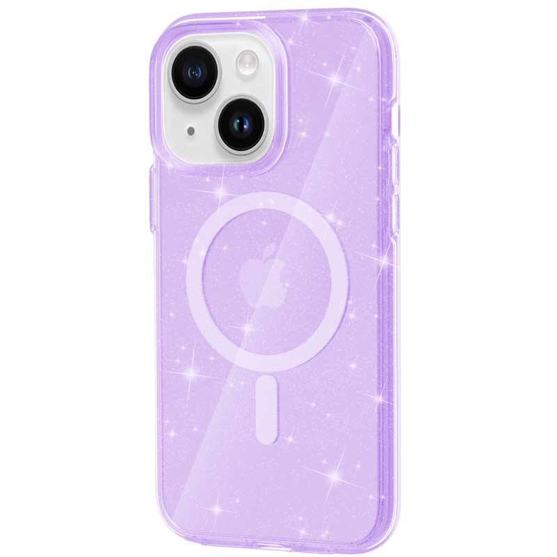 Чохол TPU Galaxy Sparkle (MagFit) для Apple iPhone 13 (6.1") (Purple+Glitter)