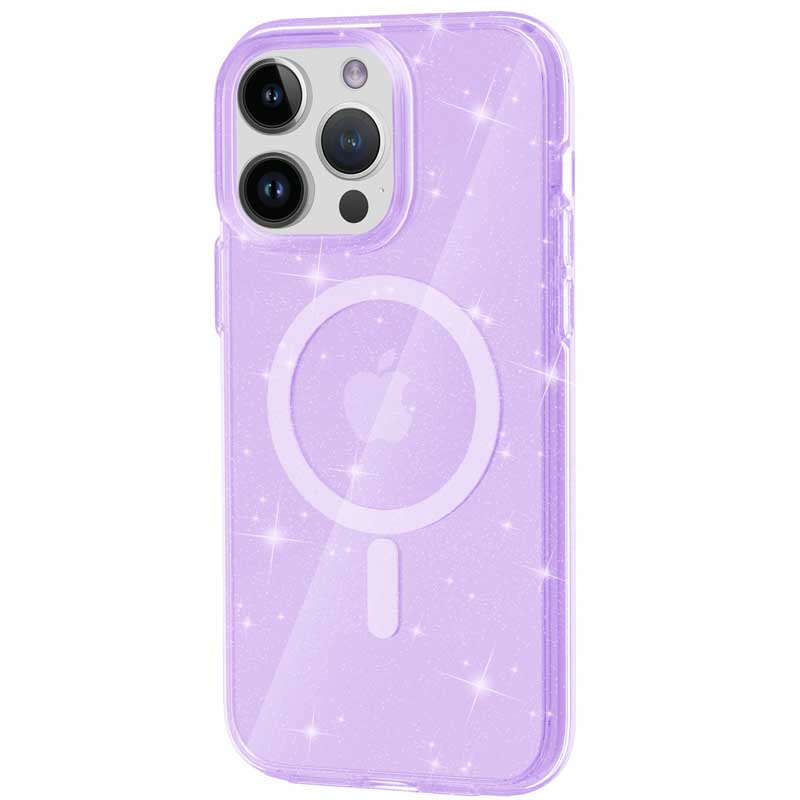 Чехол TPU Galaxy Sparkle (MagFit) для Apple iPhone 14 Pro (6.1") (Purple+Glitter)