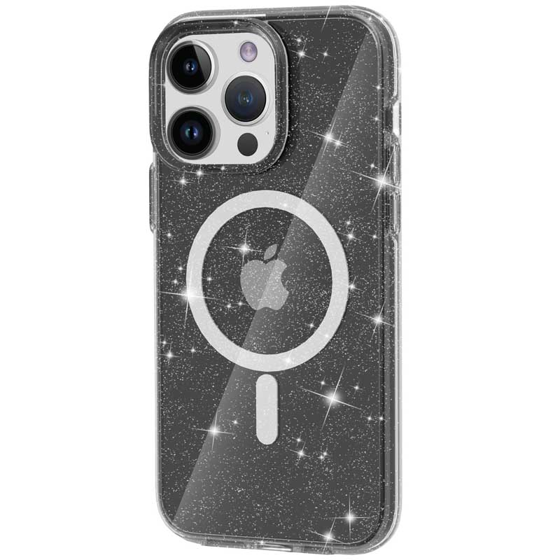 Чехол TPU Galaxy Sparkle (MagFit) для Apple iPhone 14 Pro Max (6.7") (Black+Glitter)