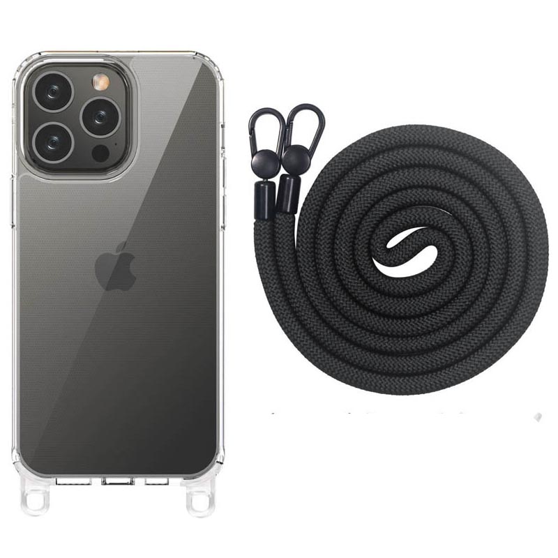 Чохол TPU Transparent with Straps для Apple iPhone 12 Pro (Black)