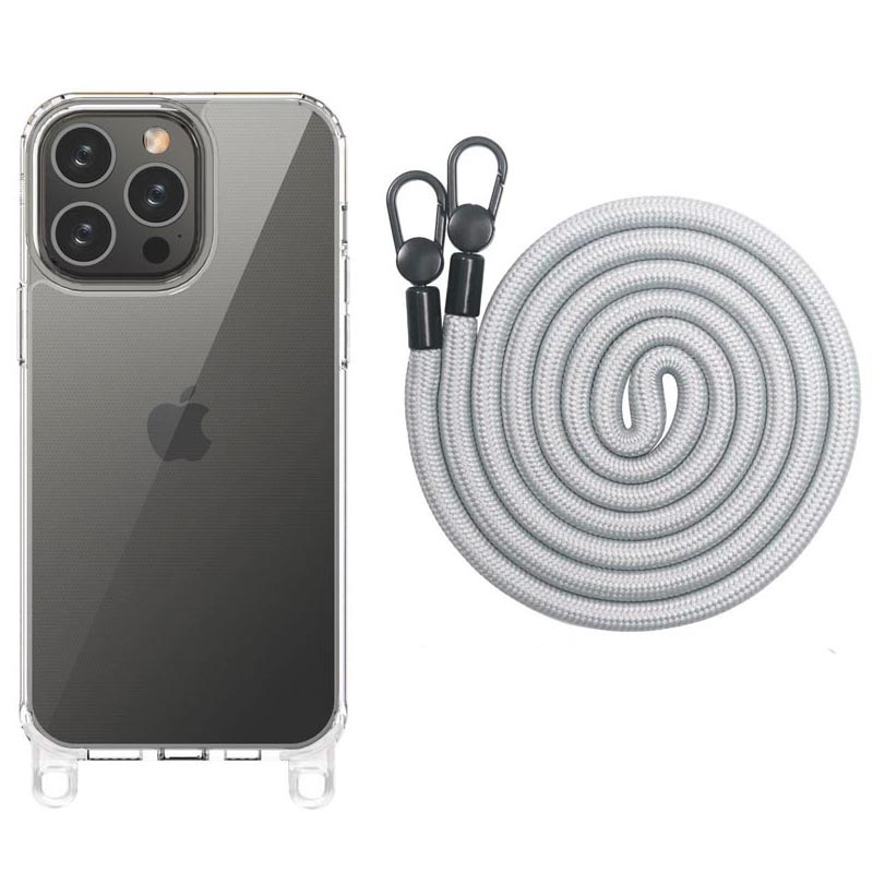 Чехол TPU Transparent with Straps для Apple iPhone 12 Pro Max (6.7") (Grey)