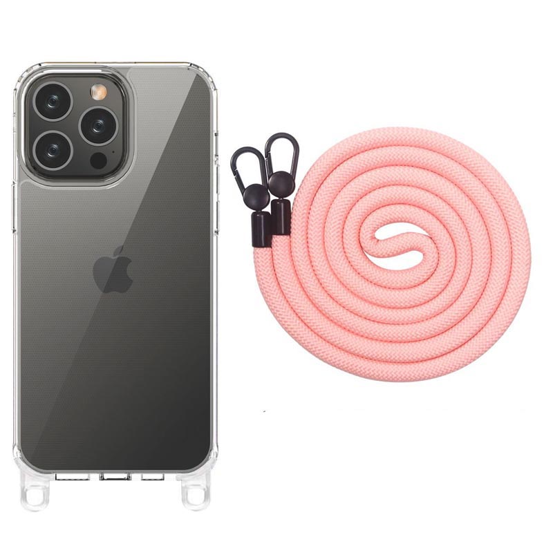 Чохол TPU Transparent with Straps для Apple iPhone 12 Pro Max (Light Pink)