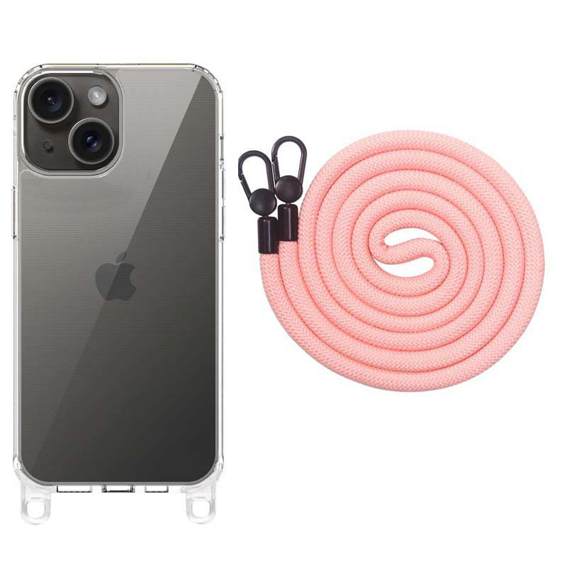 Чохол TPU Transparent with Straps для Apple iPhone 13 (6.1") (Light Pink)