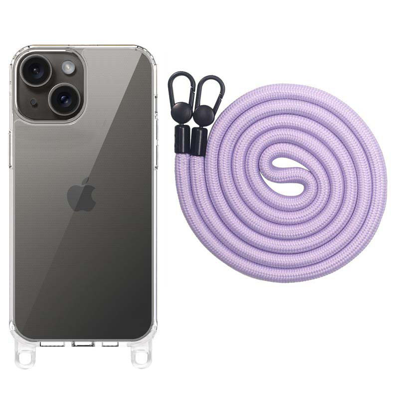 Чохол TPU Transparent with Straps для Apple iPhone 13 (6.1") (Light Purple)