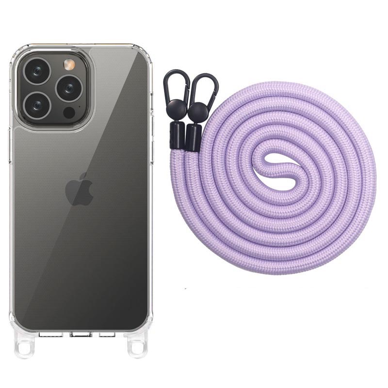 Чохол TPU Transparent with Straps для Apple iPhone 13 Pro Max (6.7") (Light Purple)