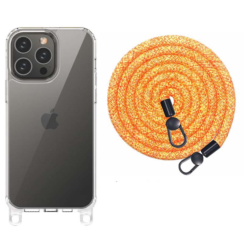 Чохол TPU Transparent with Straps для Apple iPhone 14 Pro (6.1") (Orange / White)