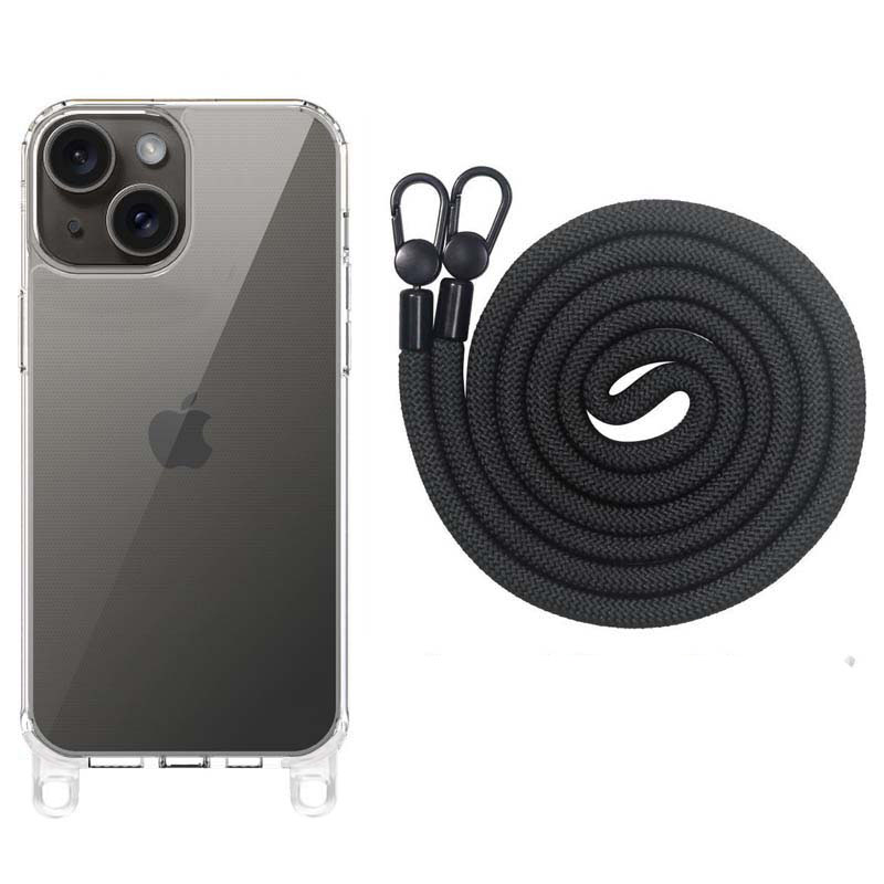 Чохол TPU Transparent with Straps для Apple iPhone 15 (6.1") (Black)