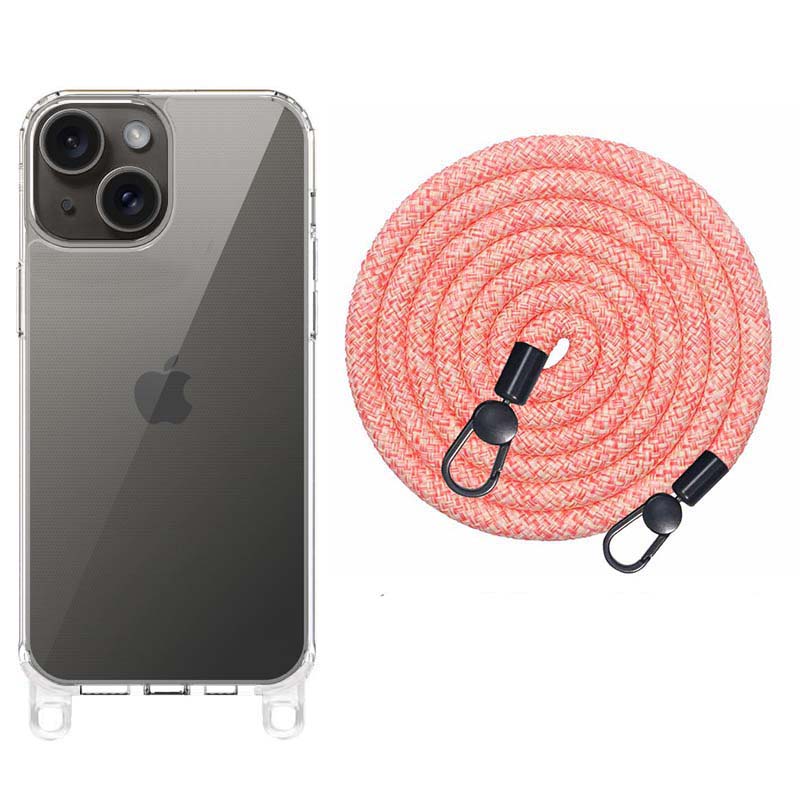 Чохол TPU Transparent with Straps для Apple iPhone 15 (6.1") (Red / White)