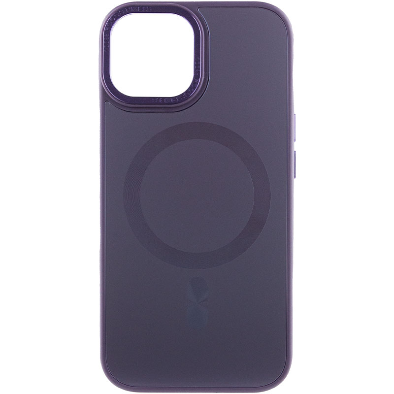 Чехол TPU+Glass Sapphire Midnight Open Camera with MagSafe для Apple iPhone 15 (6.1") (Фиолетовый / Deep Purple)