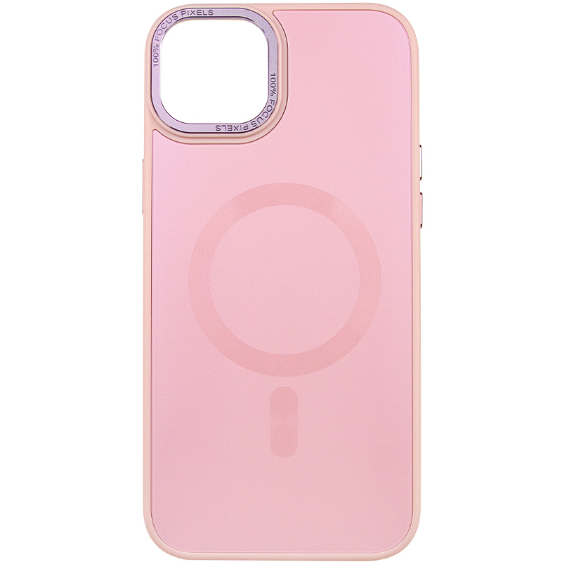 Чохол TPU+Glass Sapphire Midnight Open Camera with MagSafe для Apple iPhone 15 Plus (6.7") (Рожевий / Pink Sand)