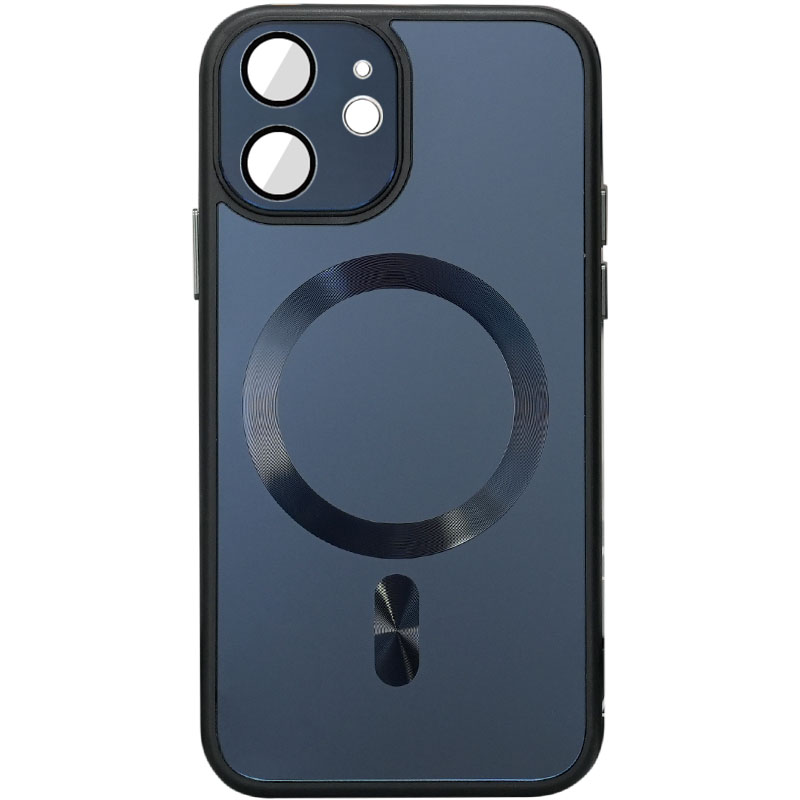 Чехол TPU+Glass Sapphire Midnight with MagSafe для Apple iPhone 12 (6.1") (Черный / Black)