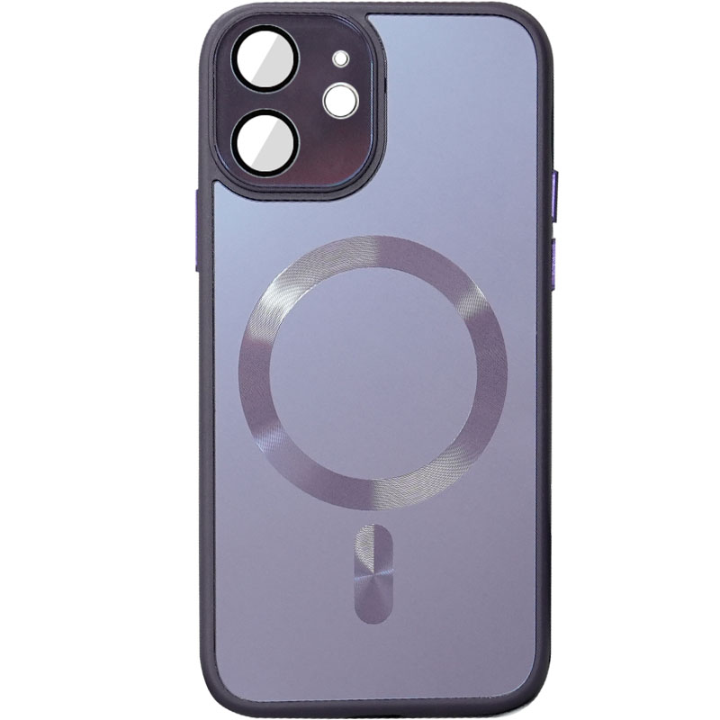 Чехол TPU+Glass Sapphire Midnight with MagSafe для Apple iPhone 12 (6.1") (Фиолетовый / Deep Purple)
