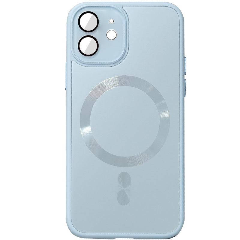 Чехол TPU+Glass Sapphire Midnight with MagSafe для Apple iPhone 12 (6.1") (Голубой / Blue)