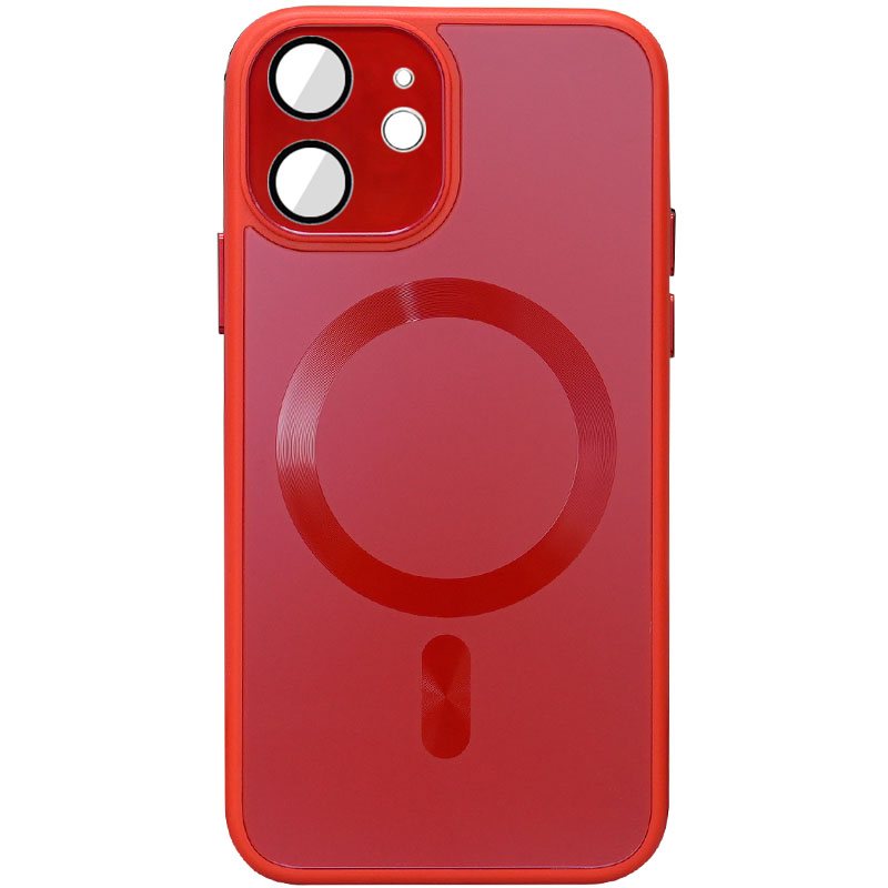 Чехол TPU+Glass Sapphire Midnight with MagSafe для Apple iPhone 12 (6.1") (Красный / Red)