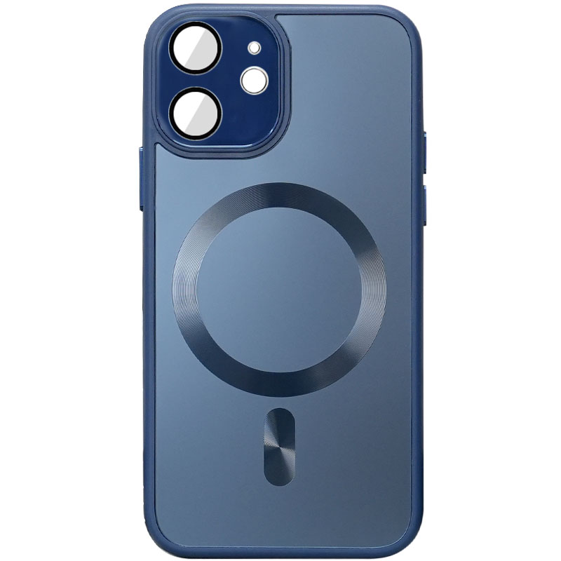 Чехол TPU+Glass Sapphire Midnight with MagSafe для Apple iPhone 12 (6.1") (Синий / Deep navy)