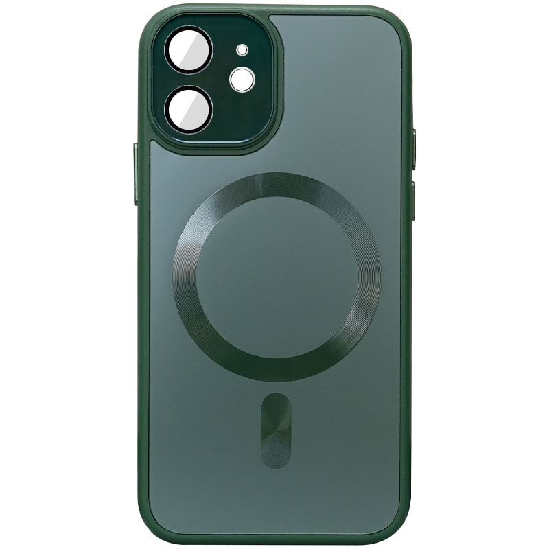 Чехол TPU+Glass Sapphire Midnight with MagSafe для Apple iPhone 12 (6.1") (Зеленый / Forest green)