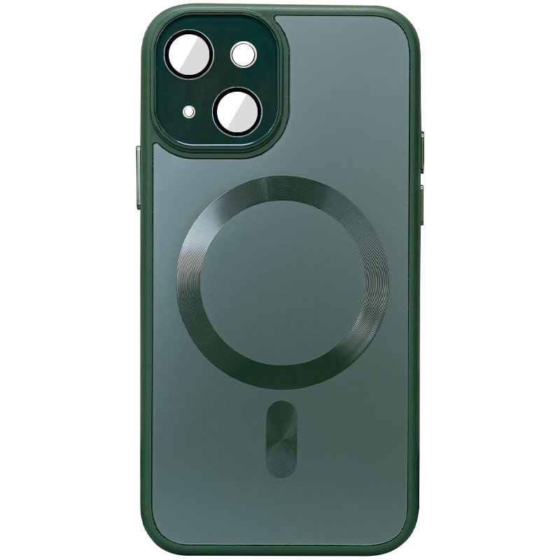 Чехол TPU+Glass Sapphire Midnight with MagSafe для Apple iPhone 15 (6.1") (Зеленый / Forest green)