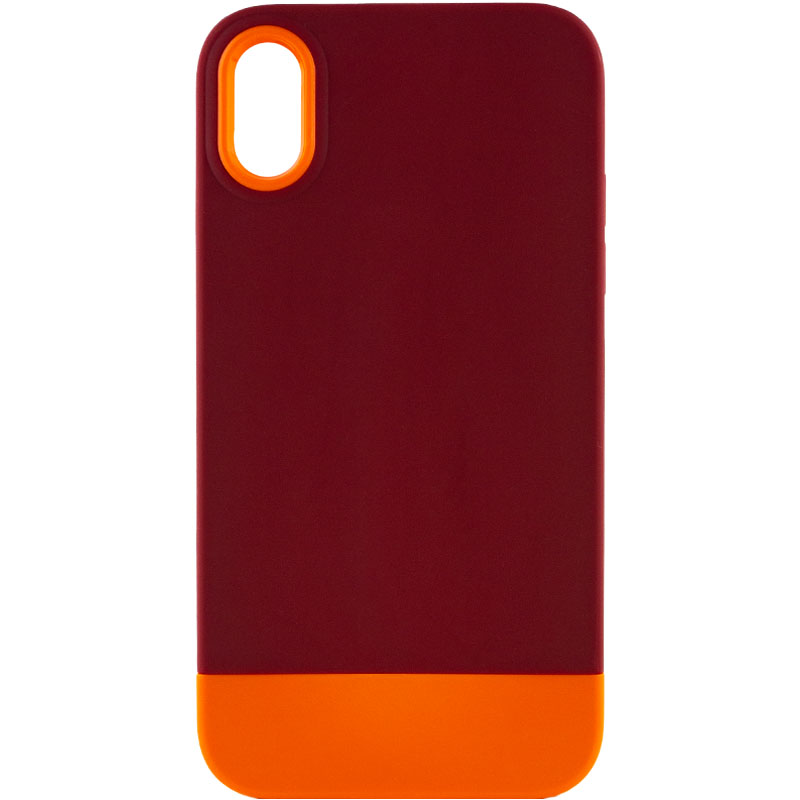 Чехол TPU+PC Bichromatic для Apple iPhone X / XS (5.8") (Brown burgundy / Orange)