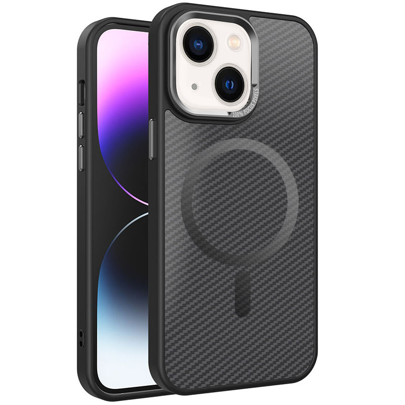 Чохол TPU+PC Carbon Mirage with MagSafe для Apple iPhone 13 (6.1") (Black)