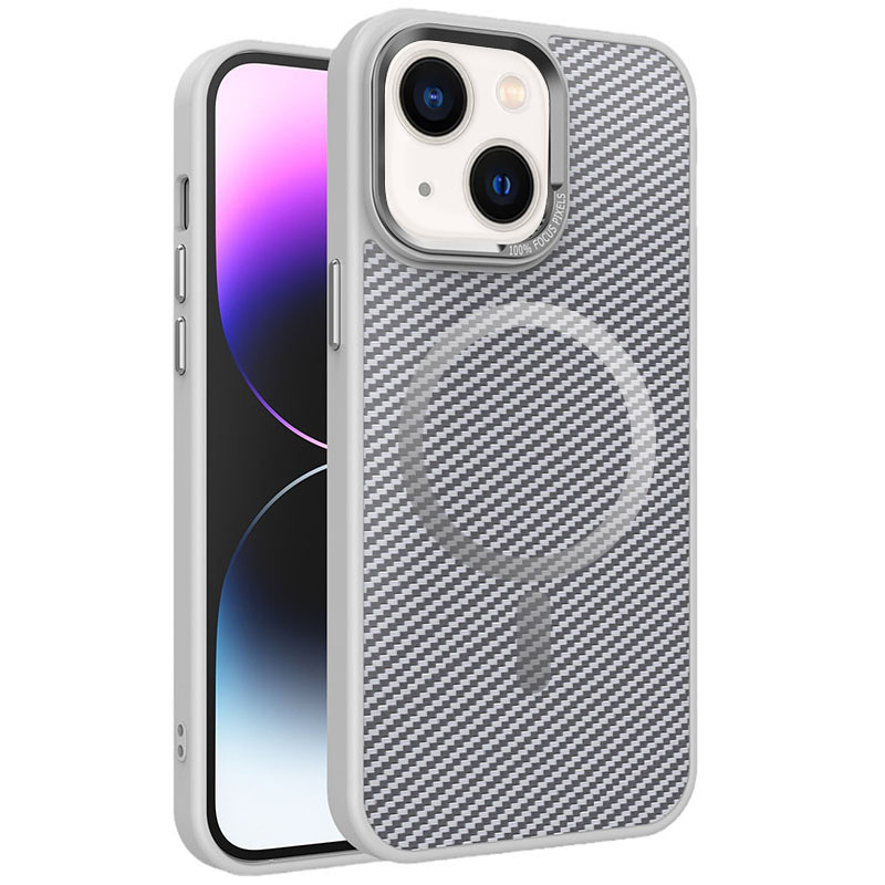 Чехол TPU+PC Carbon Mirage with MagSafe для Apple iPhone 13 / 14 (6.1") (Grey)