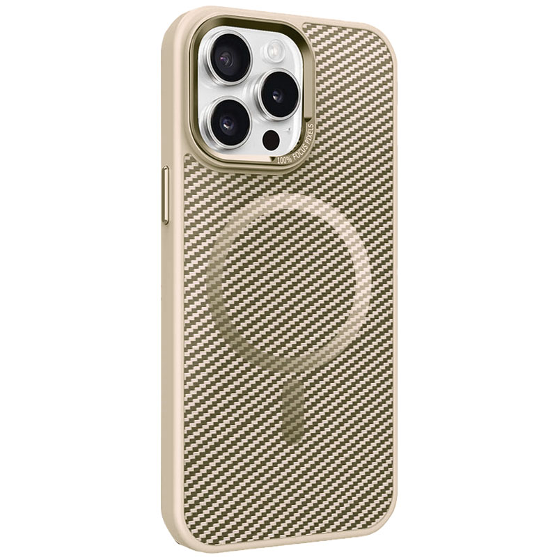 Чехол TPU+PC Carbon Mirage with MagSafe для Apple iPhone 15 Pro Max (6.7") (Antique White)