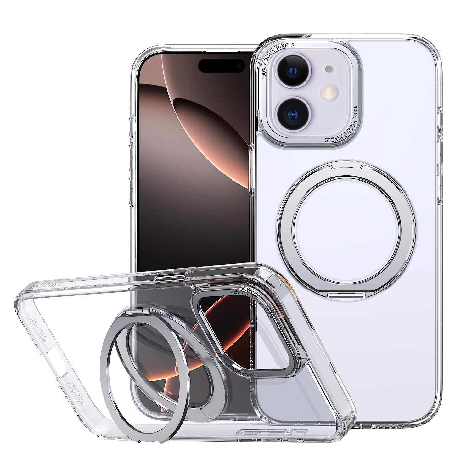 Чехол TPU+PC Empire with MagSafe and Ring для Apple iPhone 11 (6.1") (Clear)