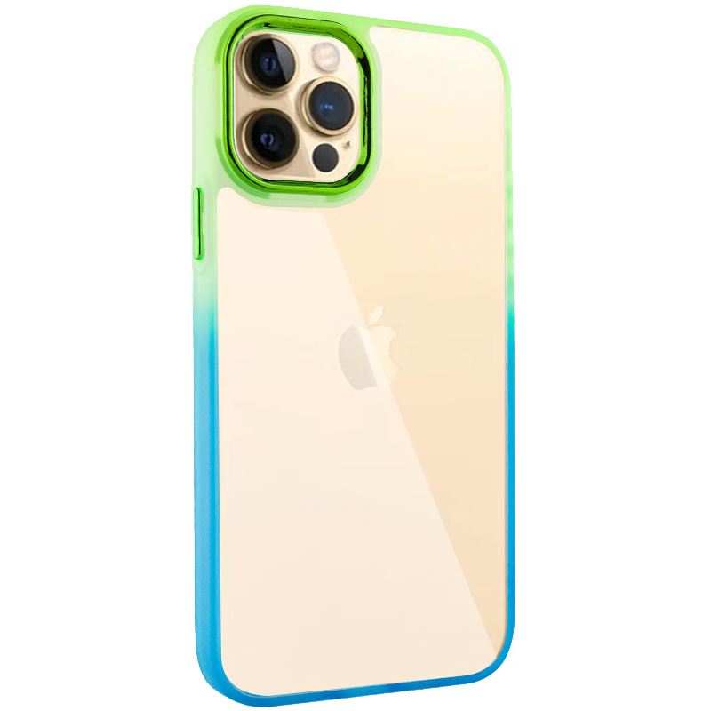 Чехол TPU+PC Fresh sip series для Apple iPhone 12 Pro / 12 (6.1") (Бирюзовый / Лимонный)