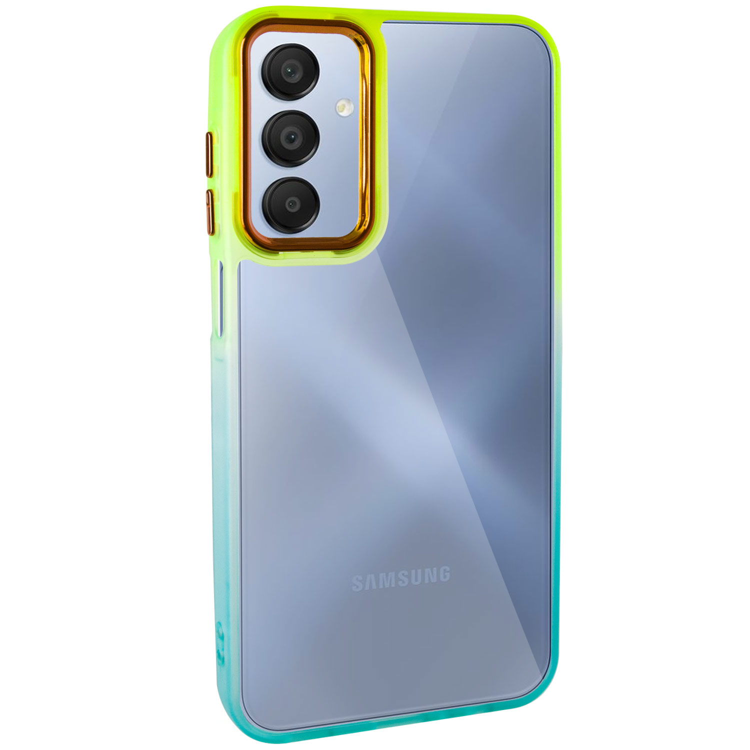 Чехол TPU+PC Fresh sip series для Samsung Galaxy A15 4G/5G / M15 5G (Бирюзовый / Лимонный)