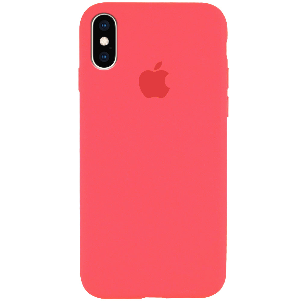 Чехол Silicone Case Full Protective (AA) для Apple iPhone X (5.8") / XS (5.8") (Арбузный / Watermelon red)