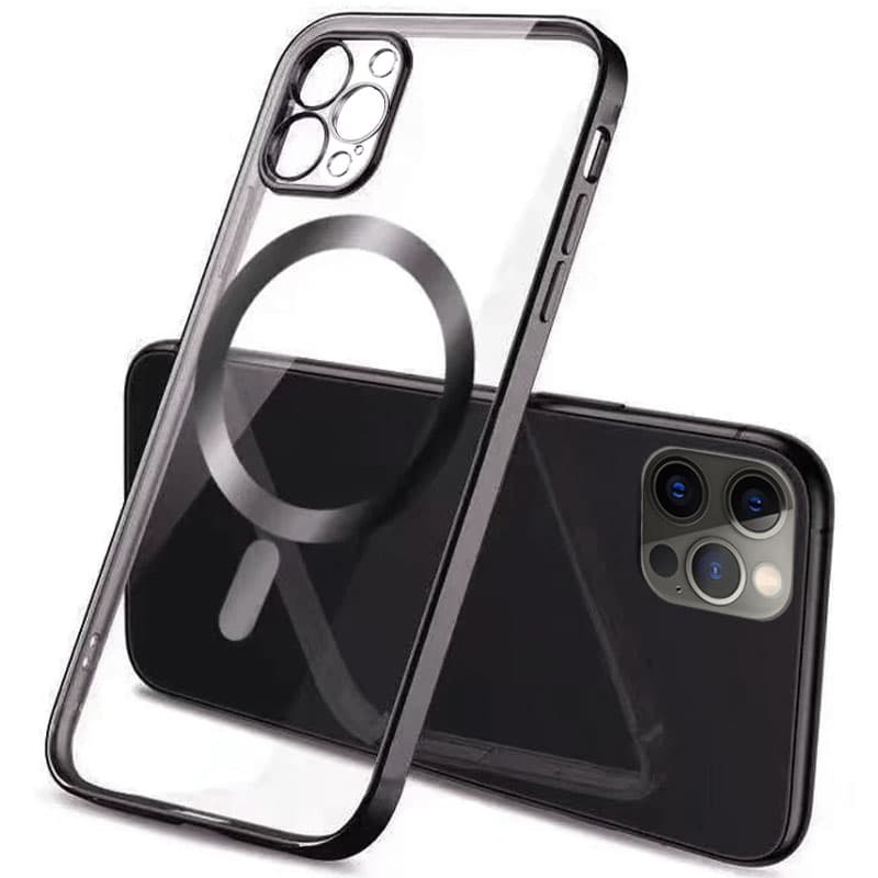 TPU чехол Glossy Plating with Magnetic Safe для Apple iPhone 13 Pro Max (6.7") (Черный)