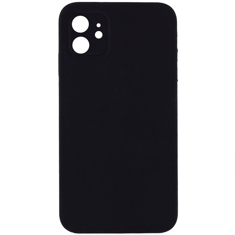 Silicone Case Square Full Camera Protective (AA) NOLOGO для Apple iPhone 11 (6.1") (Чорний / Black)