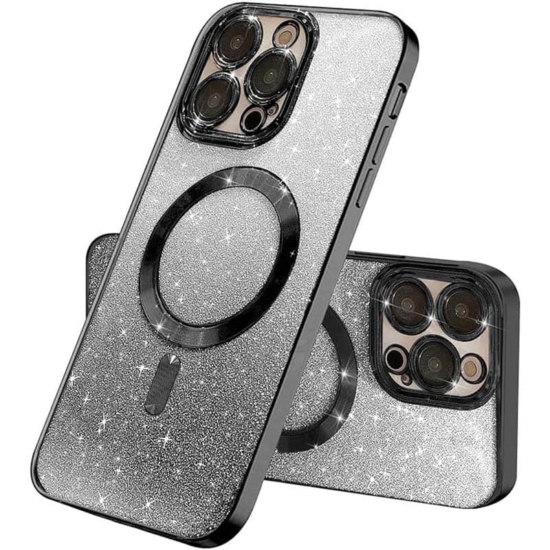 TPU чехол Delight case with MagSafe с защитными линзами на камеру для Apple iPhone 13 Pro (6.1") (Черный / Black)