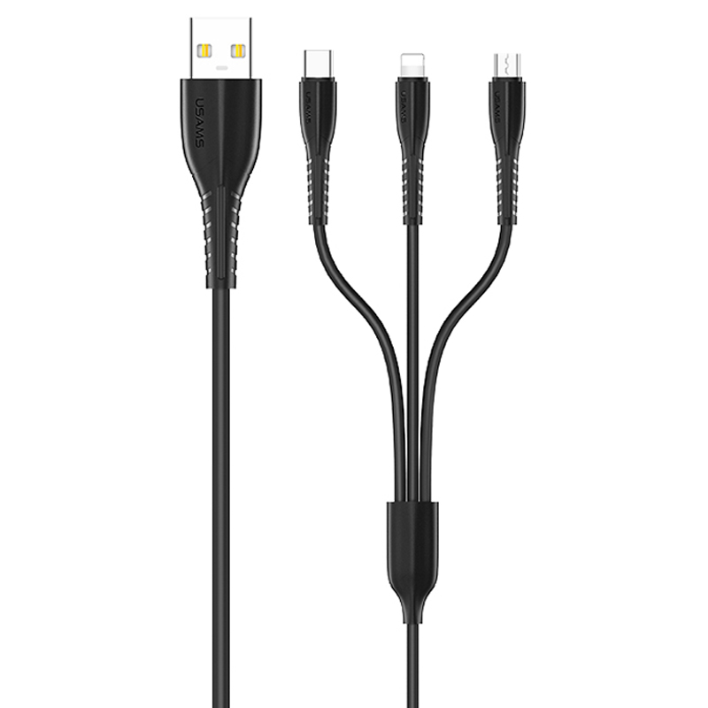Дата кабель Usams US-SJ367 U35 3in1 USB to Combo 2A (1m) (Чорний)