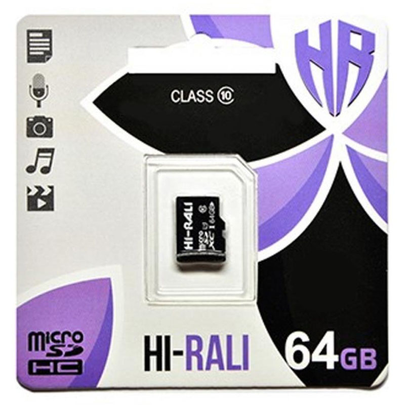 Карта памяти Hi-Rali microSDHC 64 GB Card Class 10 без адаптера