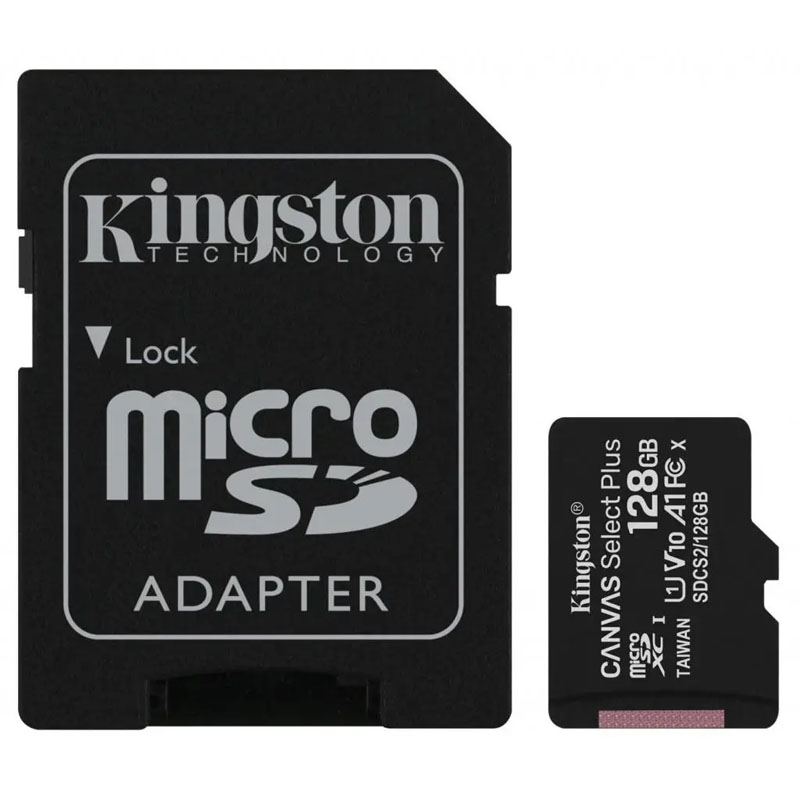 Карта памяти Kingston MicroSDXC 128GB (UHS-1) Class 10 A1 Canvas Select Plus R100MB/s + SD-адаптер Черный в магазине onecase.com.ua