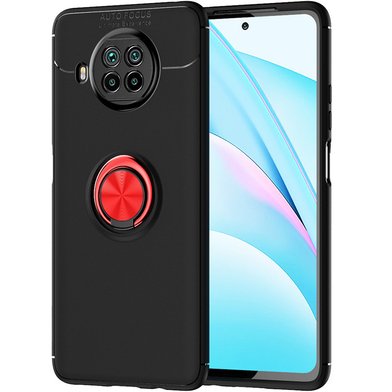 TPU чохол Deen ColorRing під магнітний тримач (opp) для Xiaomi Mi 10T Lite (Чорний / червоний)